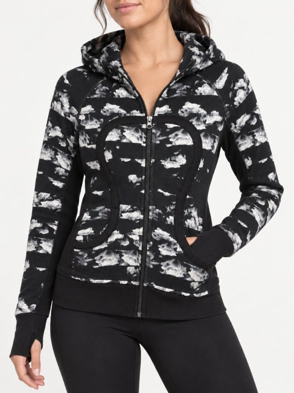 Lululemon Scuba Hoodie III Fleur Sombre Black White Floral - Picture 4 of 7